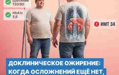 Пациент с ИМТ 34, давлением 130/80 и HbA1c 5,6. Можно ли считать его практически…